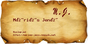 Máriás Jenő névjegykártya